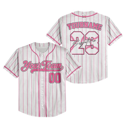 Custom Colorful Basic Signature Baseball Jersey Pink