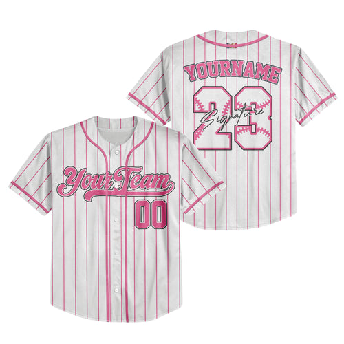 Custom Colorful Basic Signature Baseball Jersey Pink