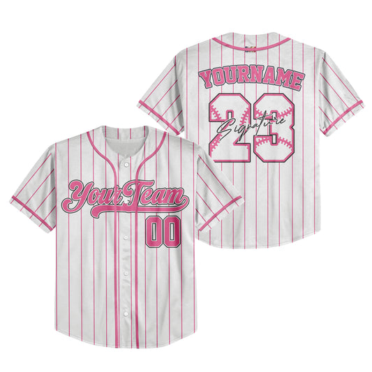 Custom Colorful Basic Signature Baseball Jersey Pink