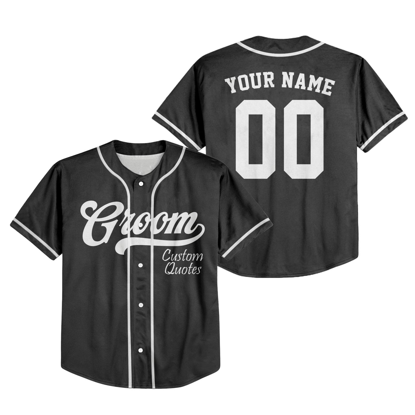 Custom Wedding Groom Black Baseball Jersey