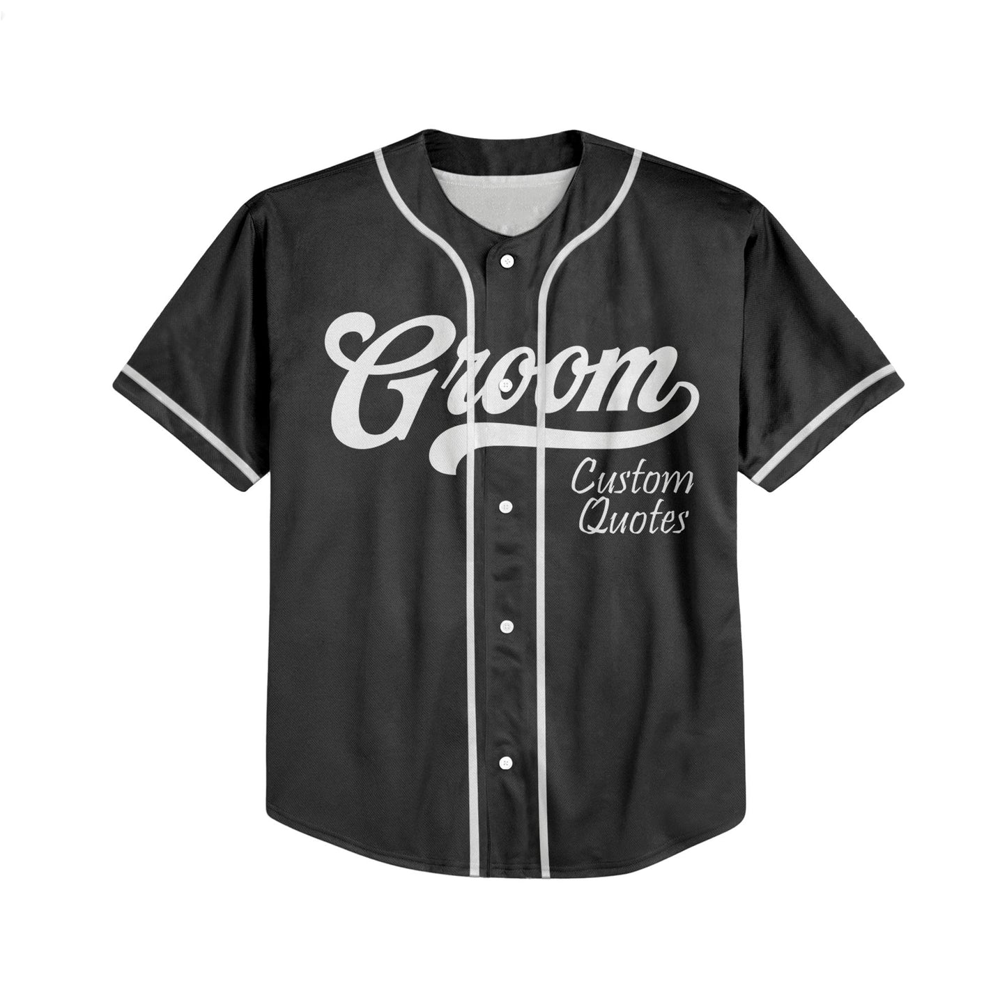 Custom Wedding Groom Black Baseball Jersey