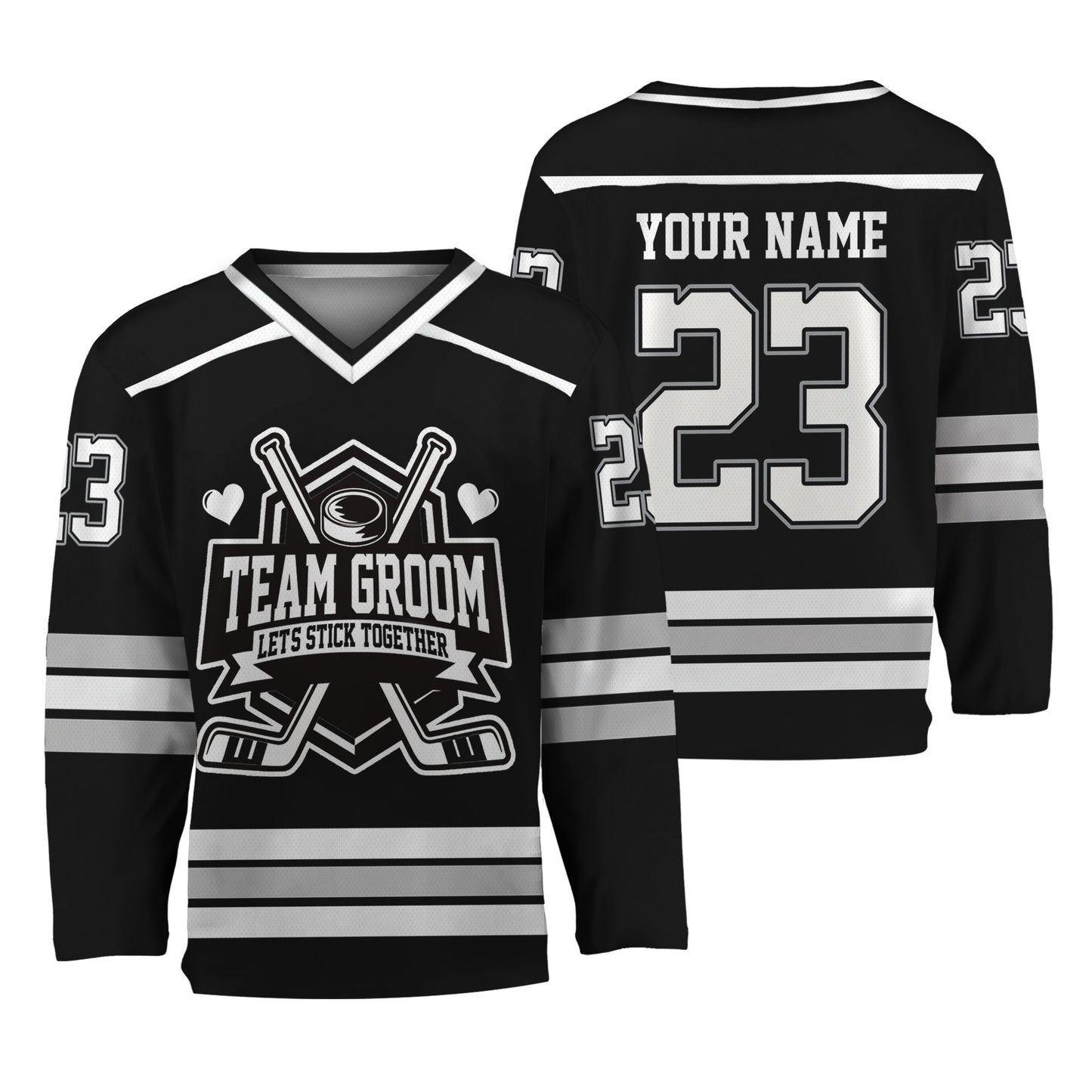 Custom Hockey Groom and Bride GR Jersey