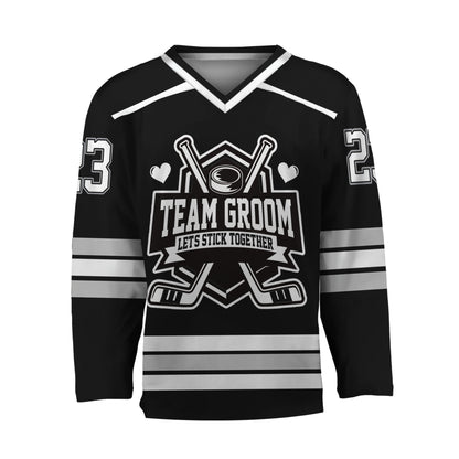 Custom Hockey Groom and Bride GR Jersey