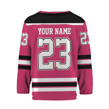 Custom Let's Stick Together Style Pink Hockey Jersey