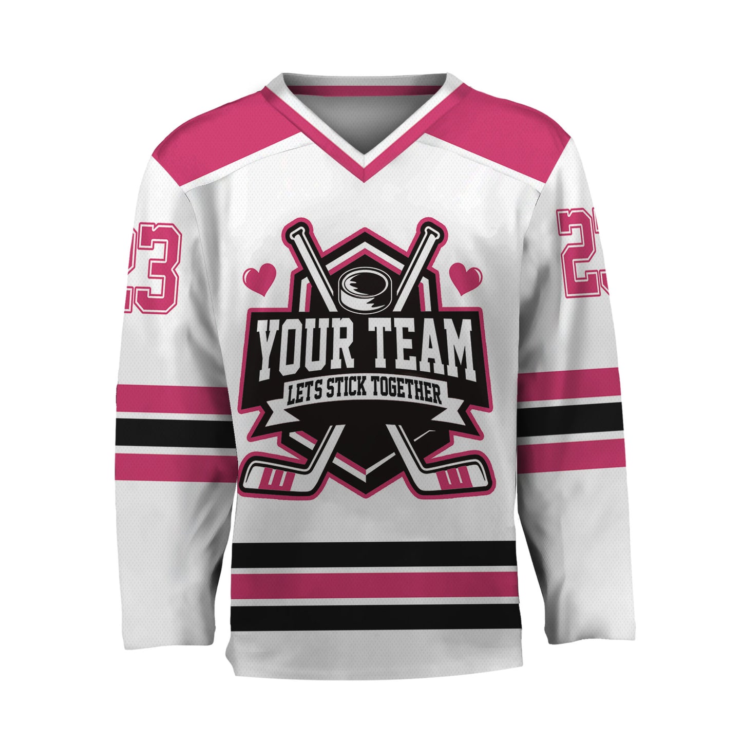 Custom Let's Stick Together Style White Hockey Jersey
