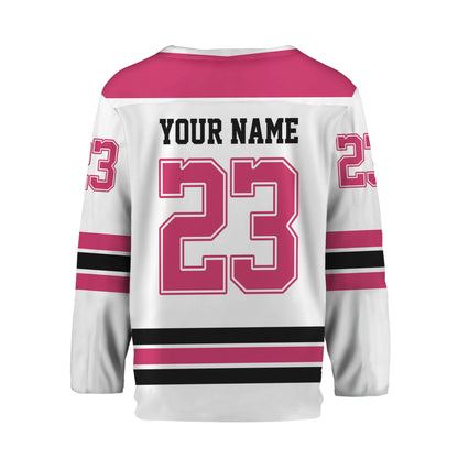 Custom Let's Stick Together Style White Hockey Jersey