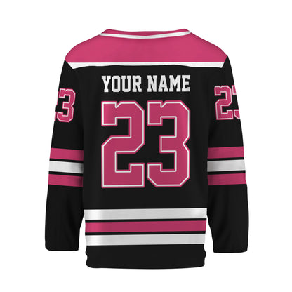 Custom Let's Stick Together Style Black Hockey Jersey