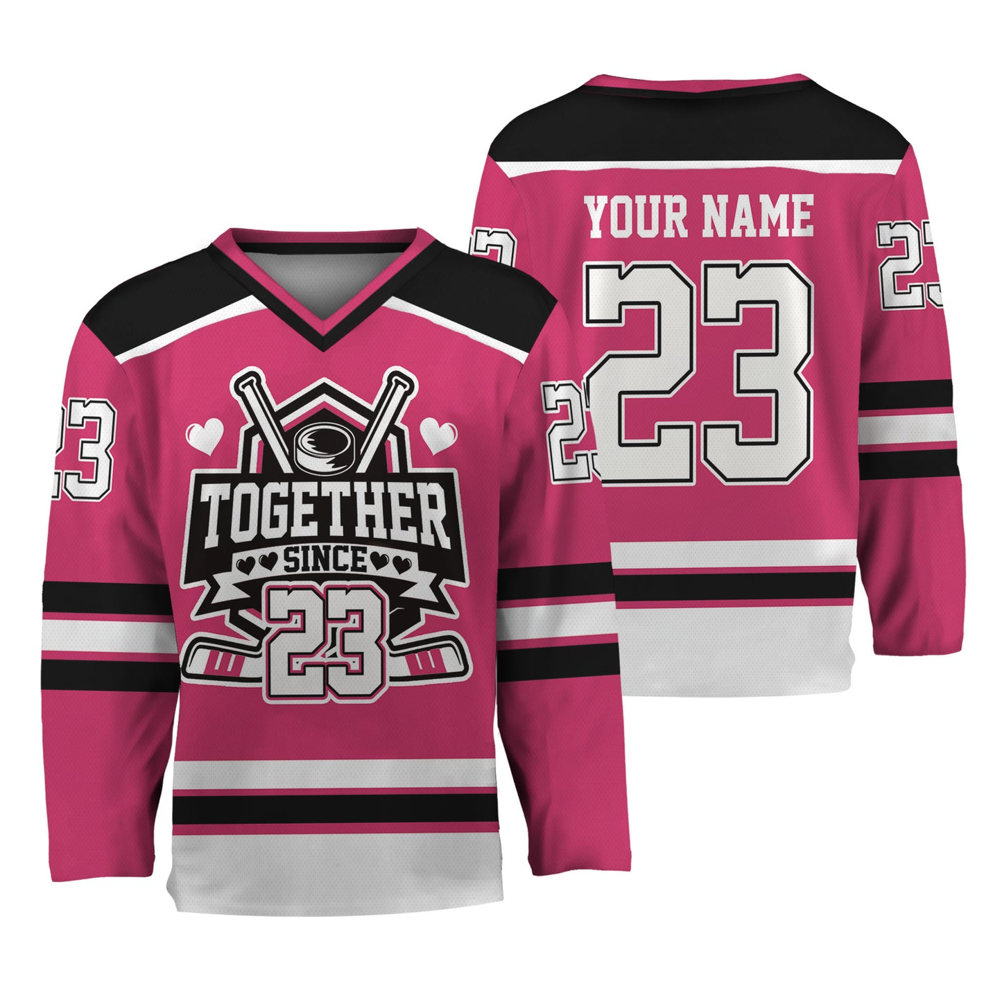 Custom Together since Style Pink Hockey Jersey