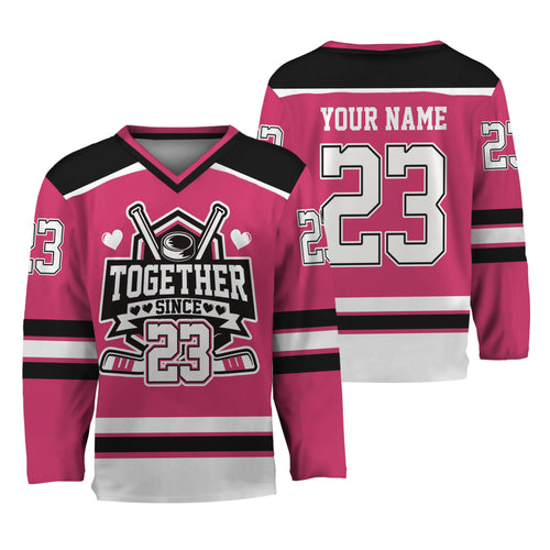 Custom Together since Style Pink Hockey Jersey