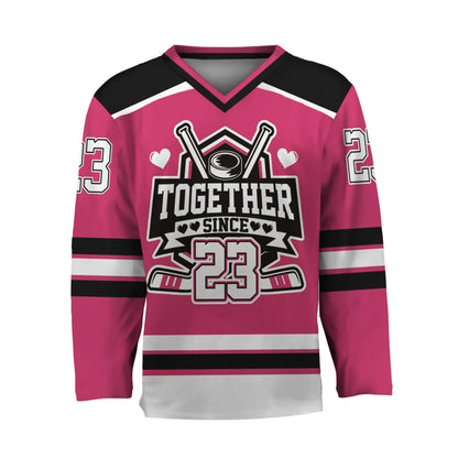 Custom Together since Style Pink Hockey Jersey