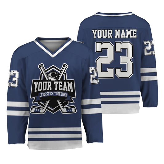 Custom Together since Navy Hockey Jersey