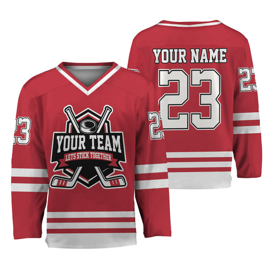 Custom Together since Red Hockey Jersey