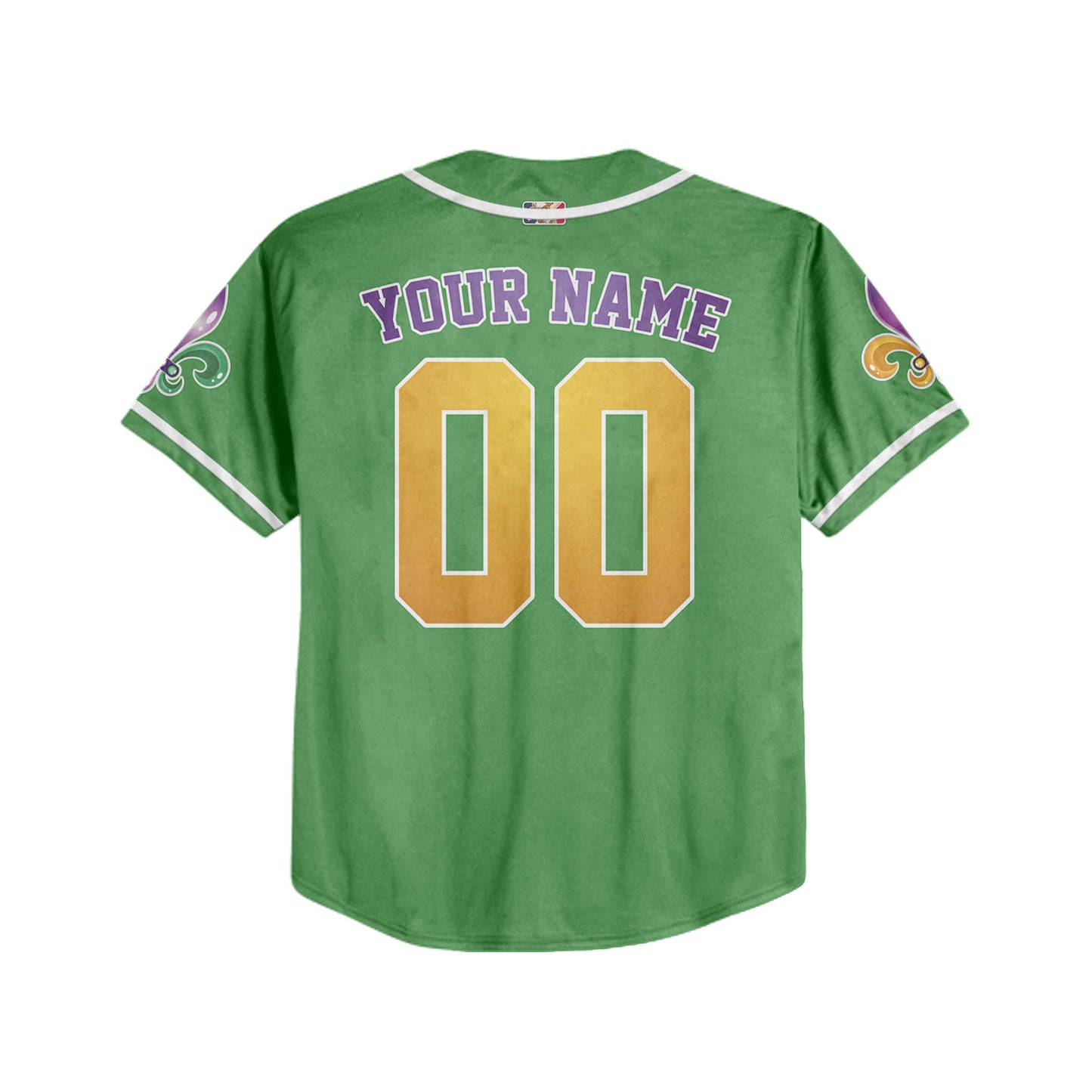Custom Mardi Gras Green Baseball Jersey