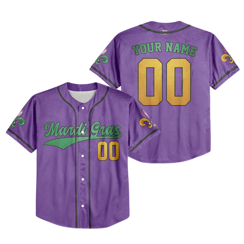 Custom Mardi Gras Purple Baseball Jersey