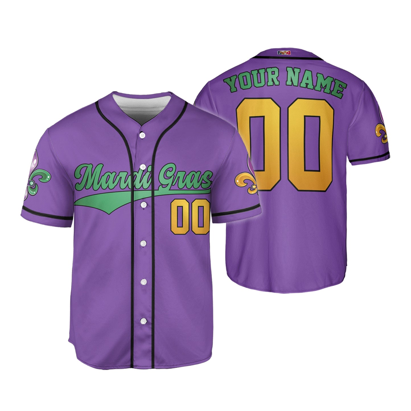 Custom Mardi Gras Purple Baseball Jersey