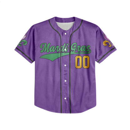 Custom Mardi Gras Purple Baseball Jersey