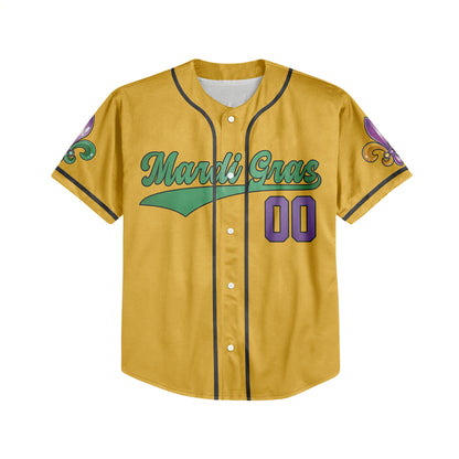 Custom Mardi Gras Yellow Baseball Jersey