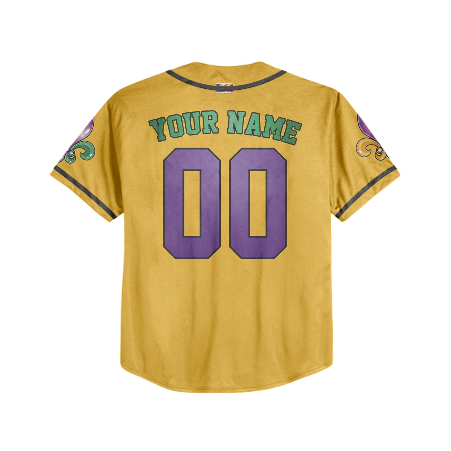 Custom Mardi Gras Yellow Baseball Jersey