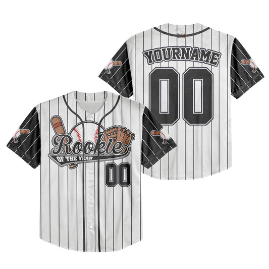 Custom Rookie of the Year Awesome Pinstripe Simple Black Baseball Jersey