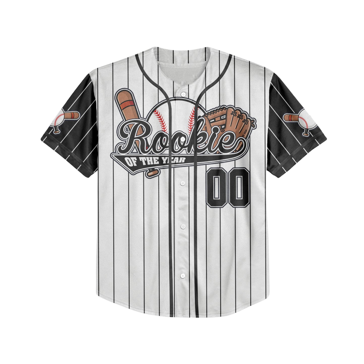Custom Rookie of the Year Awesome Pinstripe Simple Black Baseball Jersey