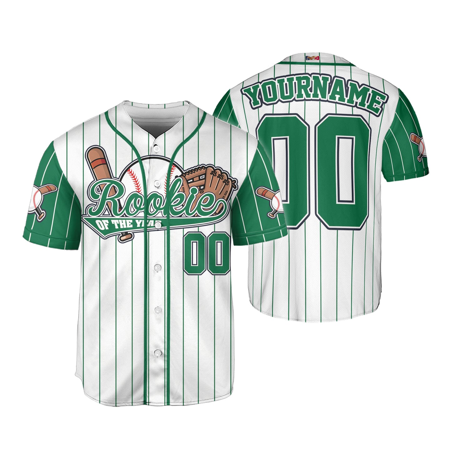Custom Rookie of the Year Awesome Pinstripe Simple Green Baseball Jersey
