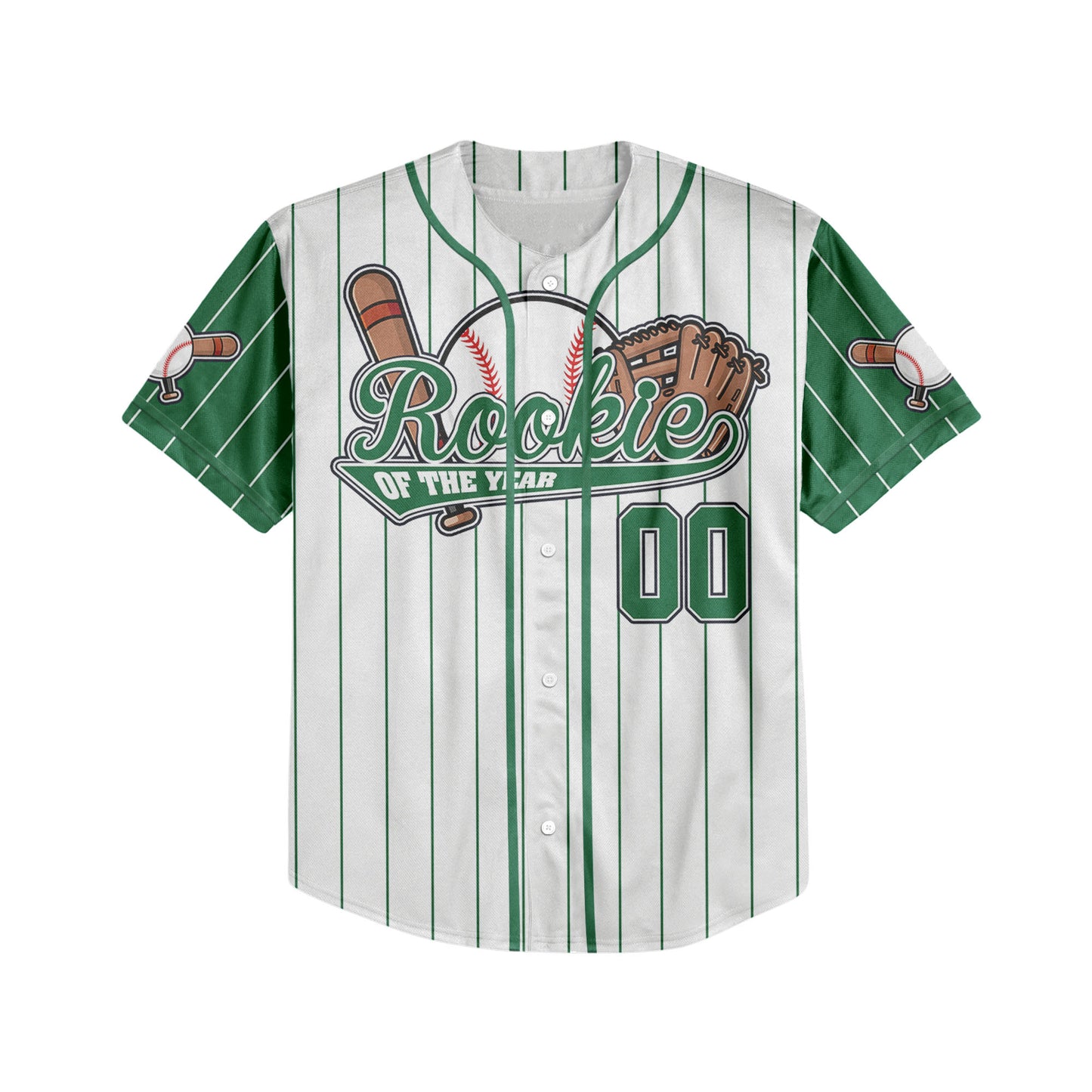 Custom Rookie of the Year Awesome Pinstripe Simple Green Baseball Jersey