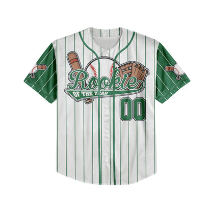 Custom Rookie of the Year Awesome Pinstripe Simple Green Baseball Jersey