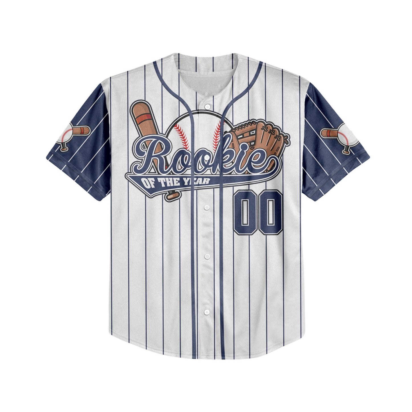 Custom Rookie of the Year Awesome Pinstripe Simple Navy Baseball Jersey