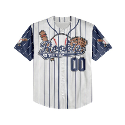 Custom Rookie of the Year Awesome Pinstripe Simple Navy Baseball Jersey