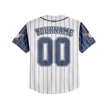 Custom Rookie of the Year Awesome Pinstripe Simple Navy Baseball Jersey