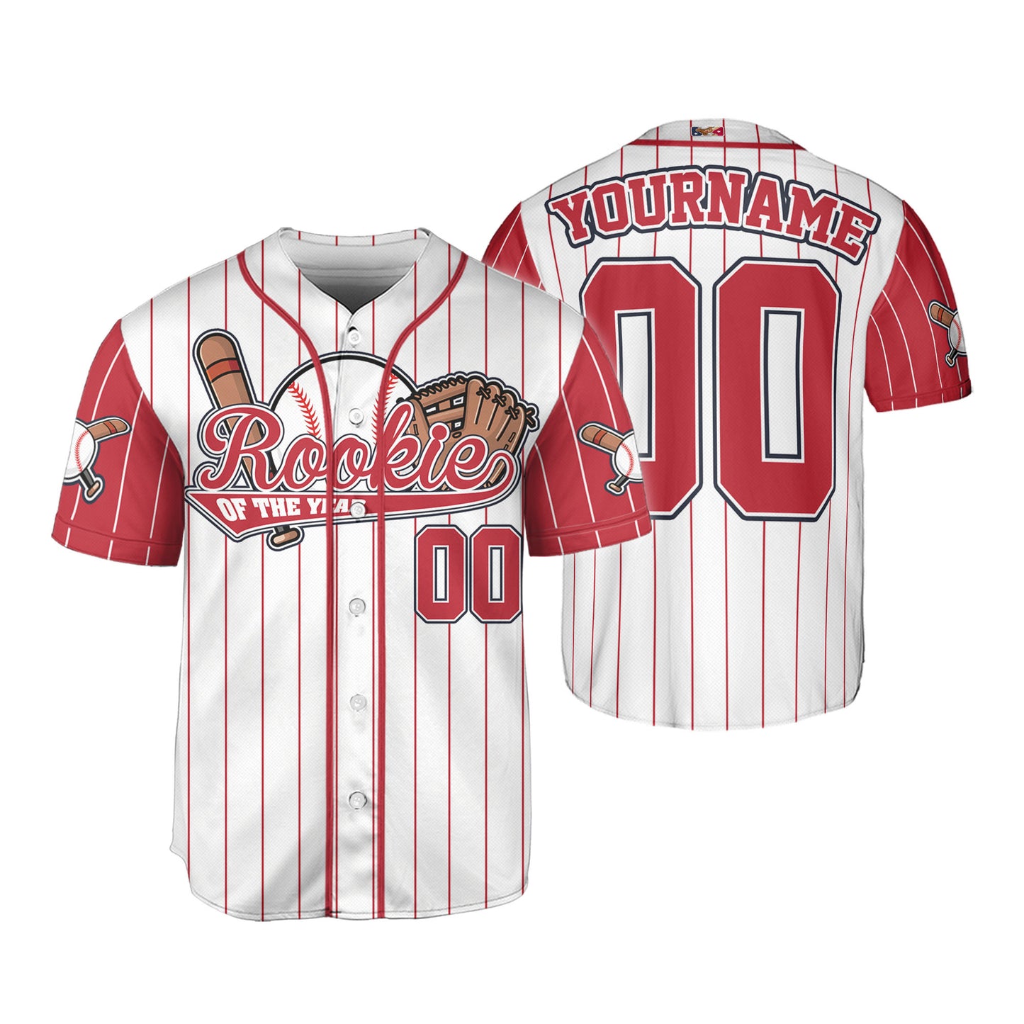 Custom Rookie of the Year Awesome Pinstripe Simple Red Baseball Jersey