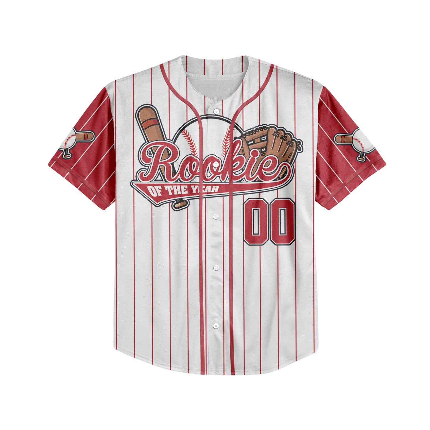 Custom Rookie of the Year Awesome Pinstripe Simple Red Baseball Jersey
