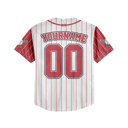 Custom Rookie of the Year Awesome Pinstripe Simple Red Baseball Jersey