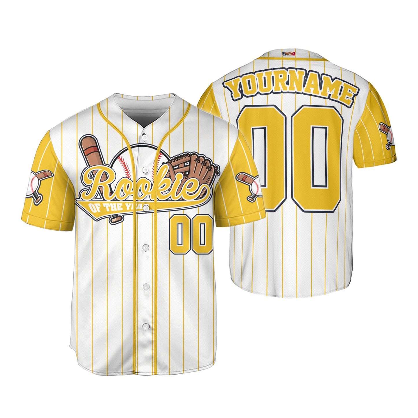 Custom Rookie of the Year Awesome Pinstripe Simple Yellow Baseball Jersey