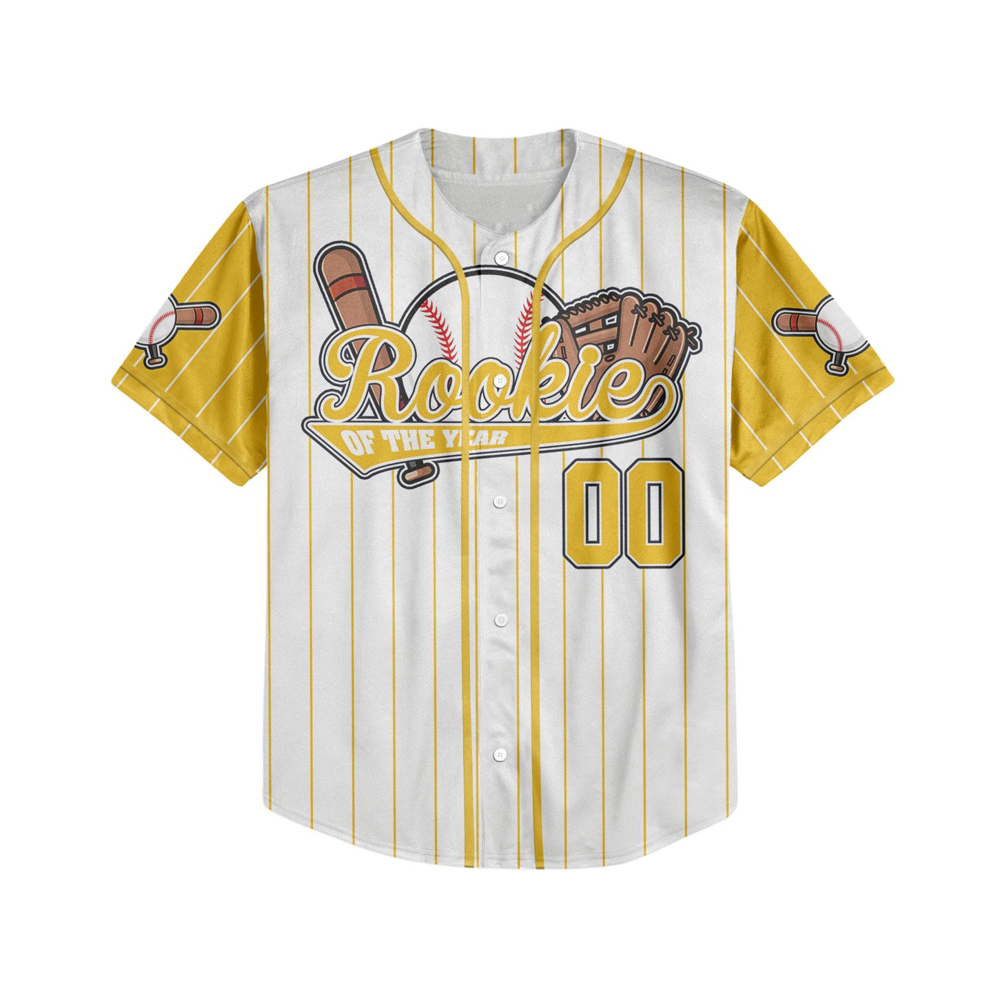 Custom Rookie of the Year Awesome Pinstripe Simple Yellow Baseball Jersey