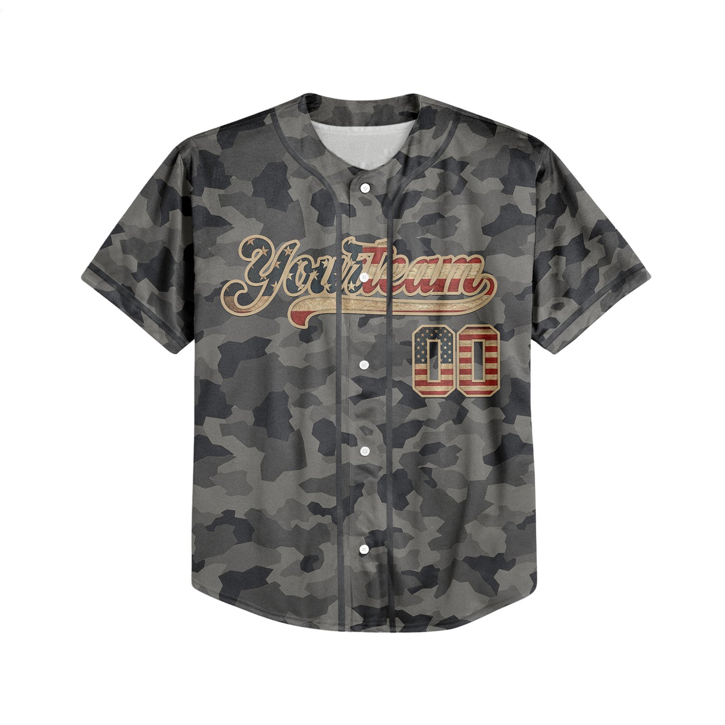 Custom Team Camo Grey Pattern Baseball Jersey