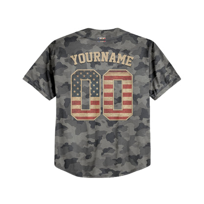 Custom Team Camo Grey Pattern Baseball Jersey