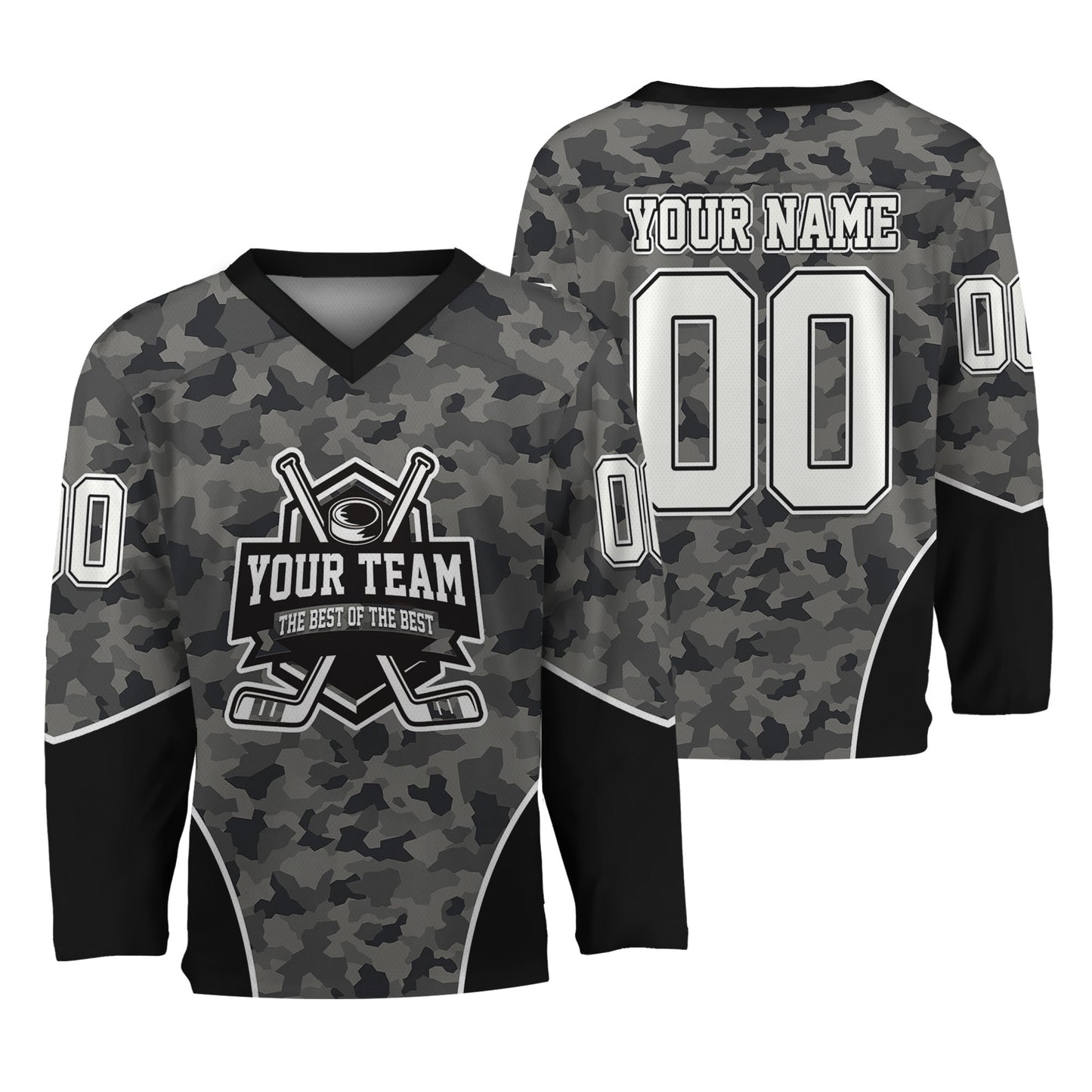 Custom Team Camo Grey Pattern Hockey Jersey