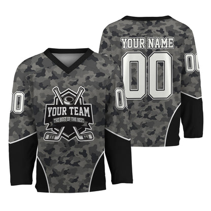 Custom Team Camo Grey Pattern Hockey Jersey