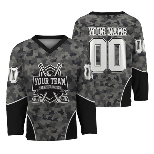 Custom Team Camo Grey Pattern Hockey Jersey