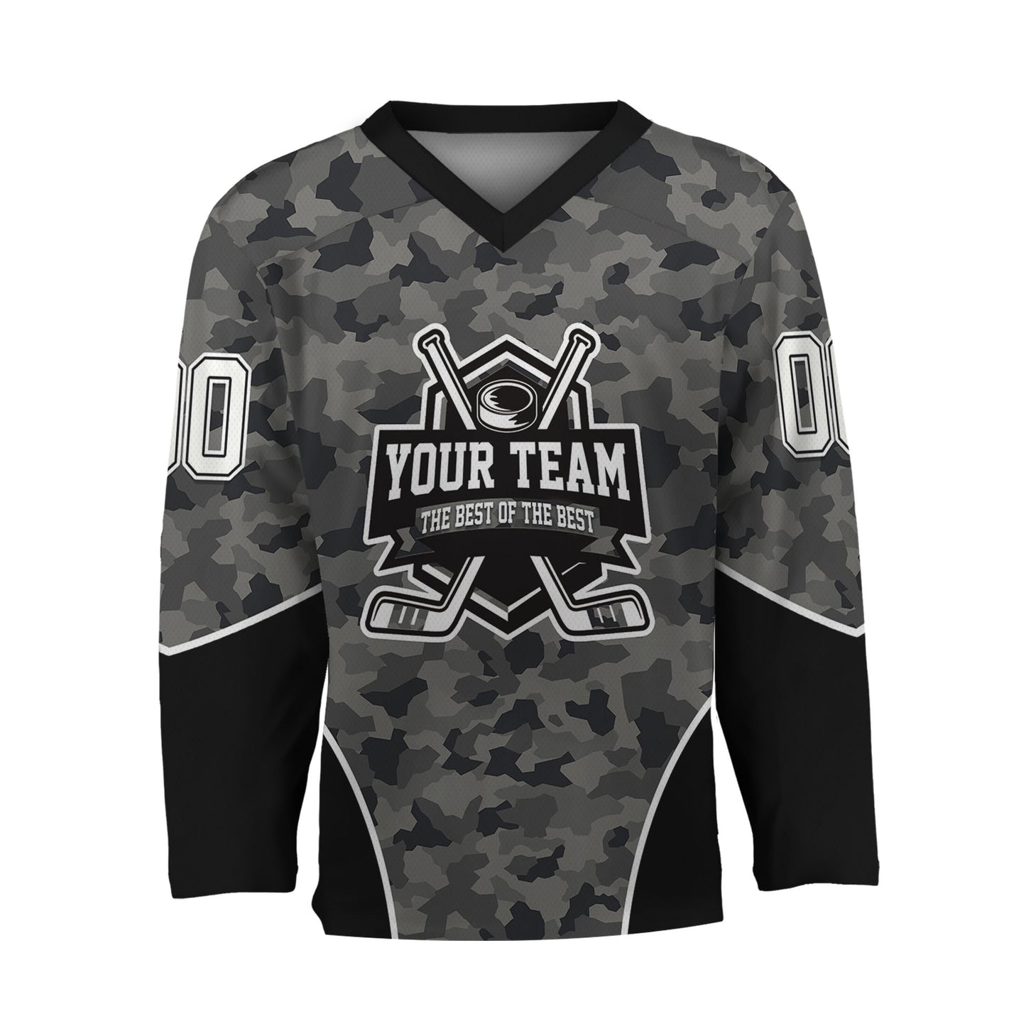 Custom Team Camo Grey Pattern Hockey Jersey