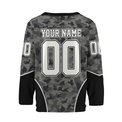 Custom Team Camo Grey Pattern Hockey Jersey