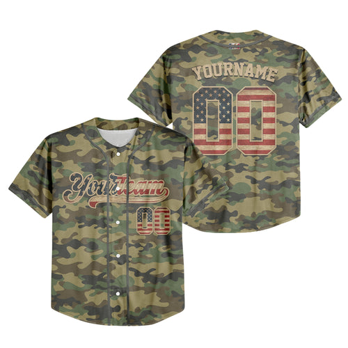 Custom Team Camo Moss Green Pattern Baseball Jersey