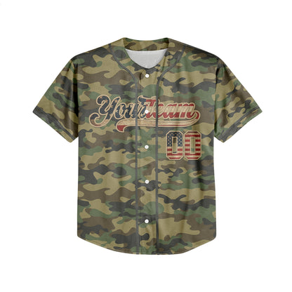 Custom Team Camo Moss Green Pattern Baseball Jersey