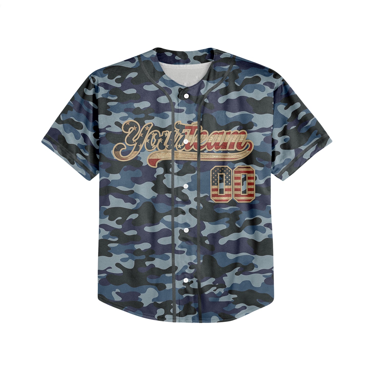 Custom Team Camo Navy Pattern Baseball Jersey