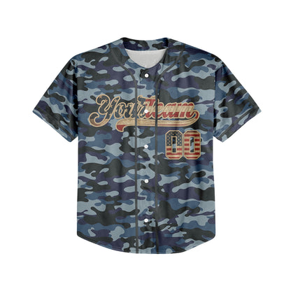 Custom Team Camo Navy Pattern Baseball Jersey