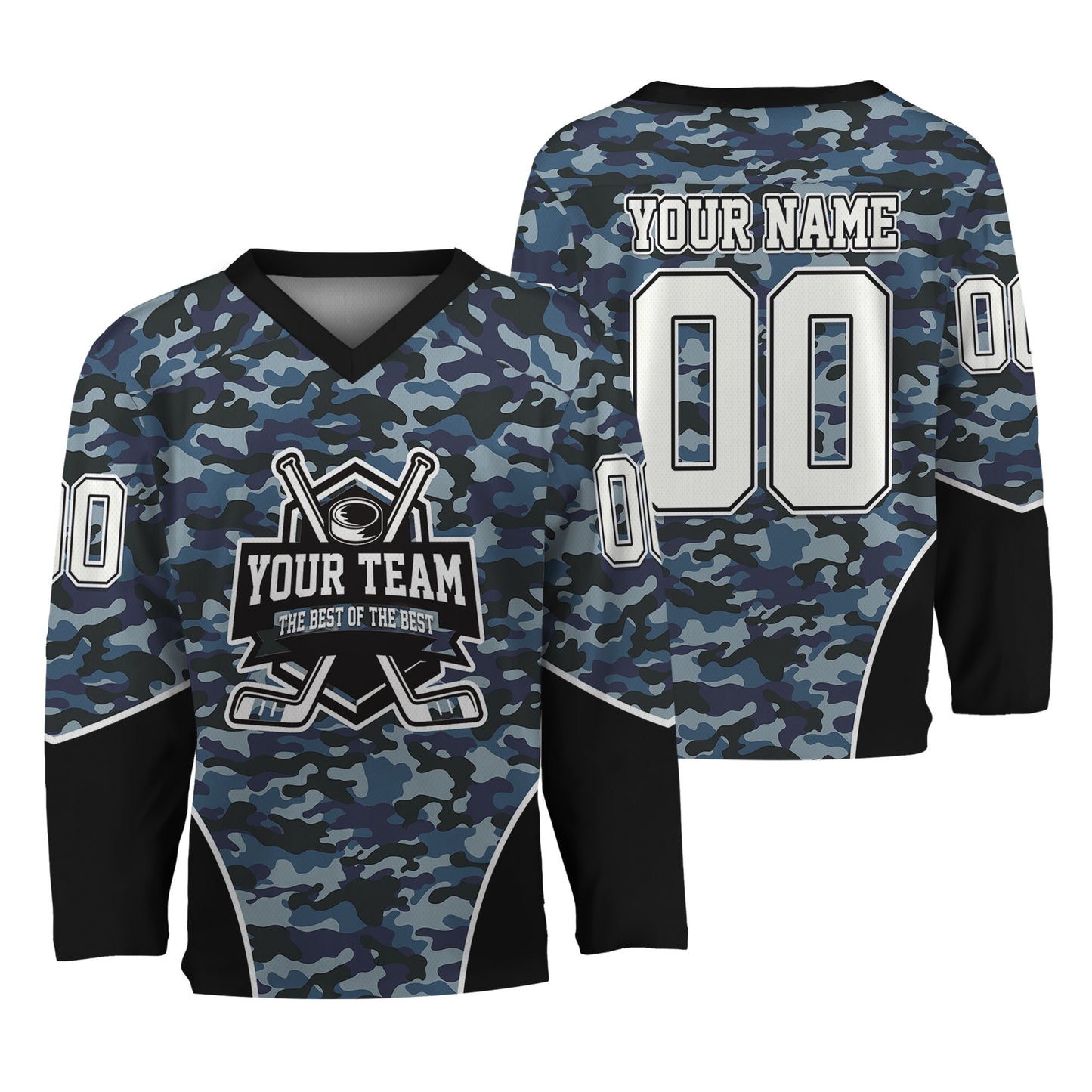 Custom Team Camo Navy Pattern Hockey Jersey