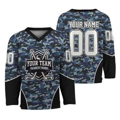 Custom Team Camo Navy Pattern Hockey Jersey