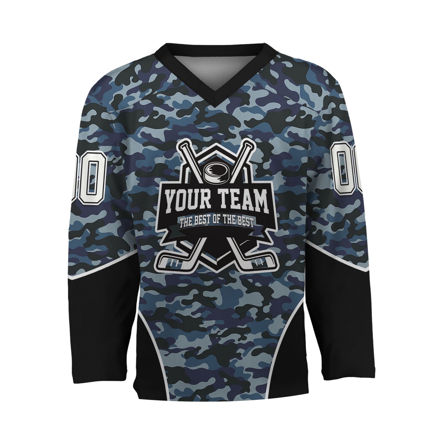 Custom Team Camo Navy Pattern Hockey Jersey