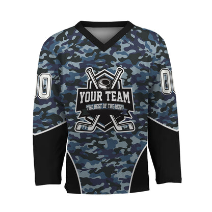 Custom Team Camo Navy Pattern Hockey Jersey
